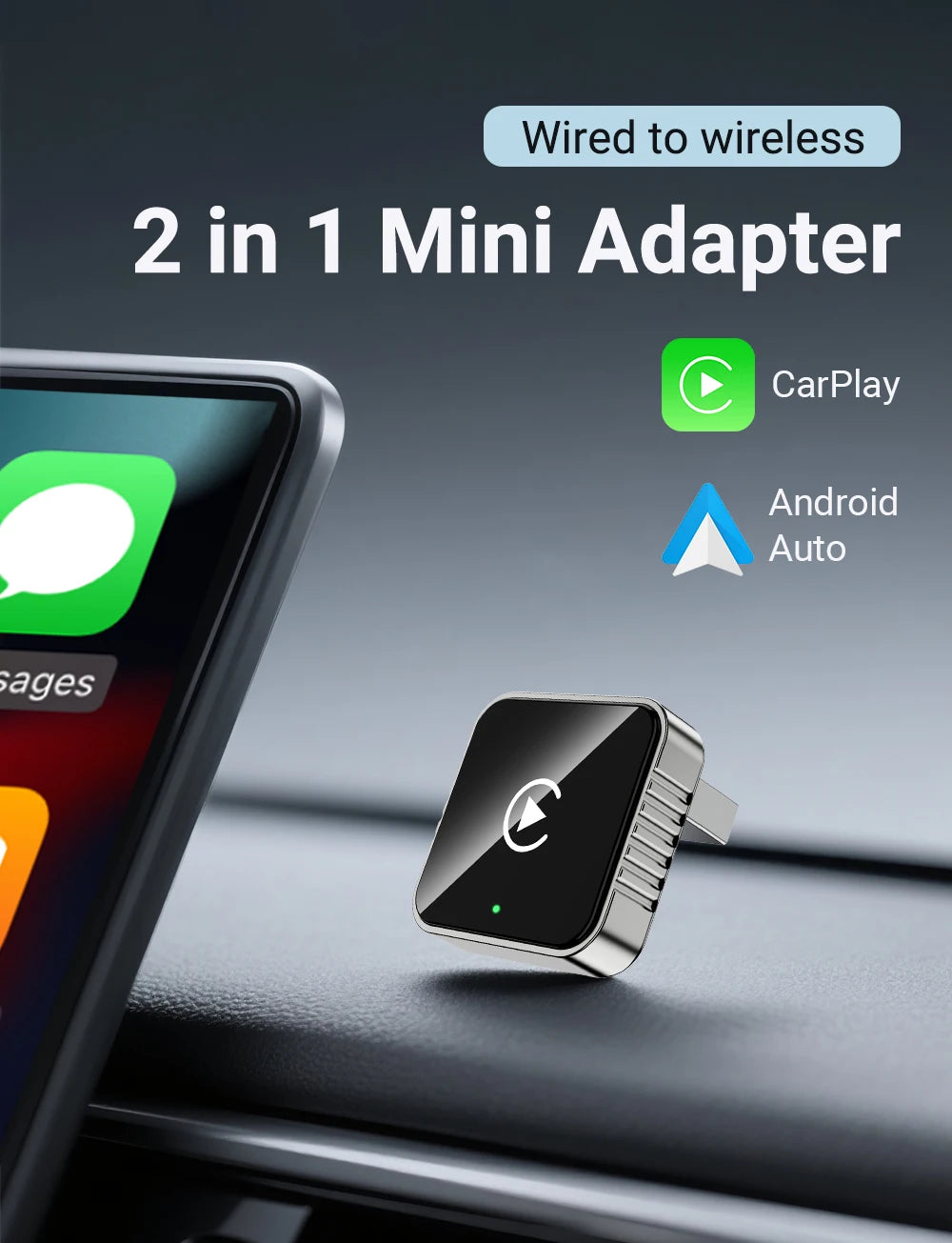 Wireless CarPlay & Android Auto Adapter 2026 | Plug & Play, Stable BT+WiFi, OTA Updates, 99% Car Compatible