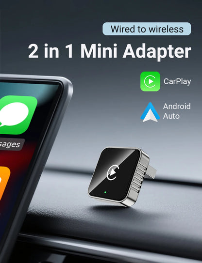 Wireless CarPlay & Android Auto Adapter 2026 | Plug & Play, Stable BT+WiFi, OTA Updates, 99% Car Compatible