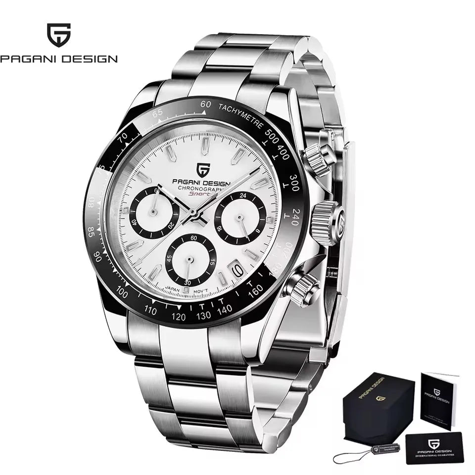 PAGANI DESIGN Men's Luxury Chronograph Watch – 100M Waterproof, Quartz Sport Wristwatch, Gift