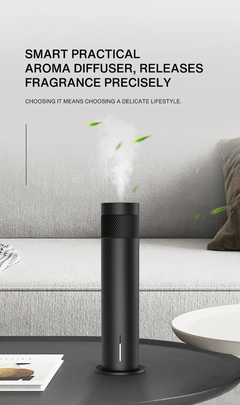 NAMSTE Smart Aroma Diffuser 120ml – 200m³ Coverage, Waterless, CE | Silver/Black EU Plug