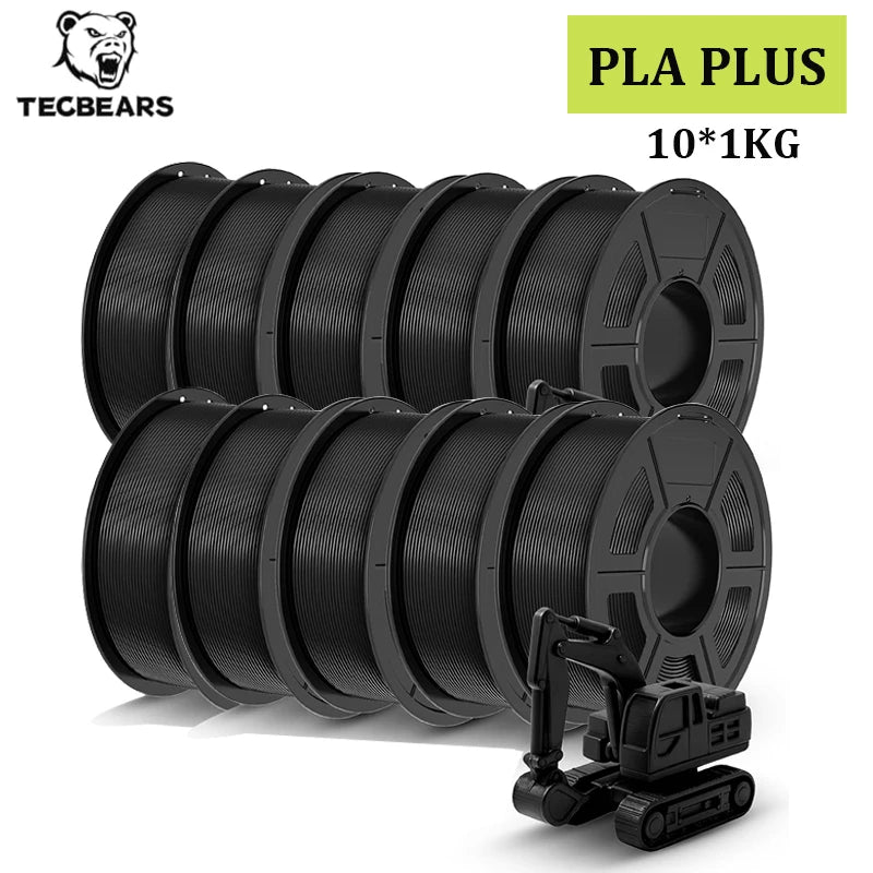 TECBEARS PLA+ Filament – 10KG Bundle, 1.75mm, Multi-Color, High Toughness, No Bubbles for FDM Printers