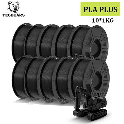 TECBEARS PLA+ Filament – 10KG Bundle, 1.75mm, Multi-Color, High Toughness, No Bubbles for FDM Printers