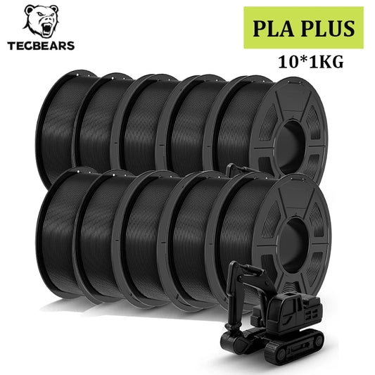 TECBEARS PLA+ Filament – 10KG Bundle, 1.75mm, Multi-Color, High Toughness, No Bubbles for FDM Printers