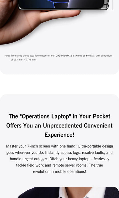 GPD MicroPC 2 – 7" Mini Laptop, Intel i3 N300, 16GB DDR5, 512GB SSD, Windows 11