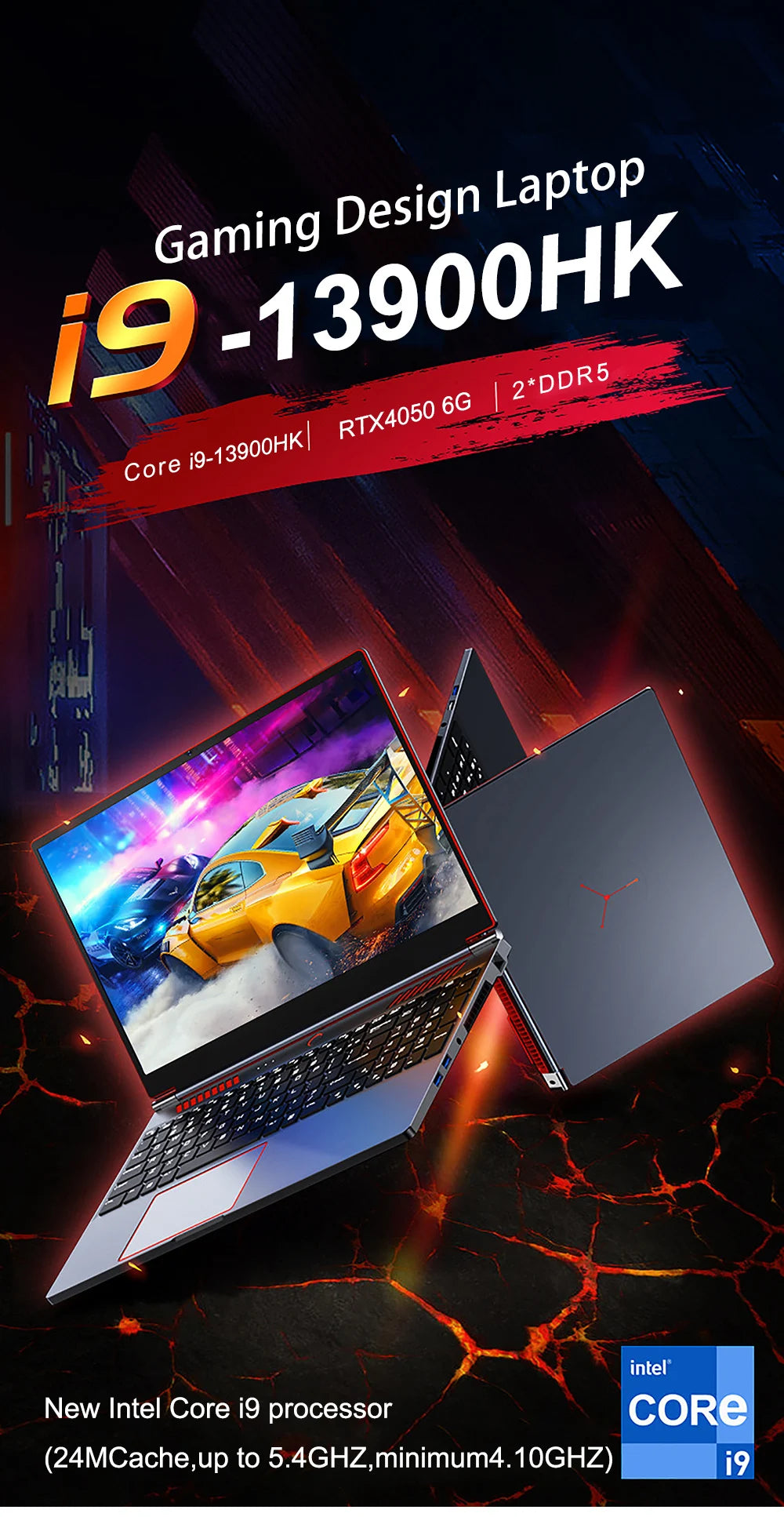 16.1" Gaming Laptop — Intel i9-13900HK, RTX 4050 6G, Up to 64GB DDR5, 2TB NVMe SSD, Windows 11