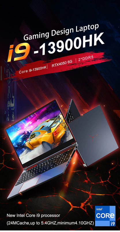 16.1" Gaming Laptop — Intel i9-13900HK, RTX 4050 6G, Up to 64GB DDR5, 2TB NVMe SSD, Windows 11