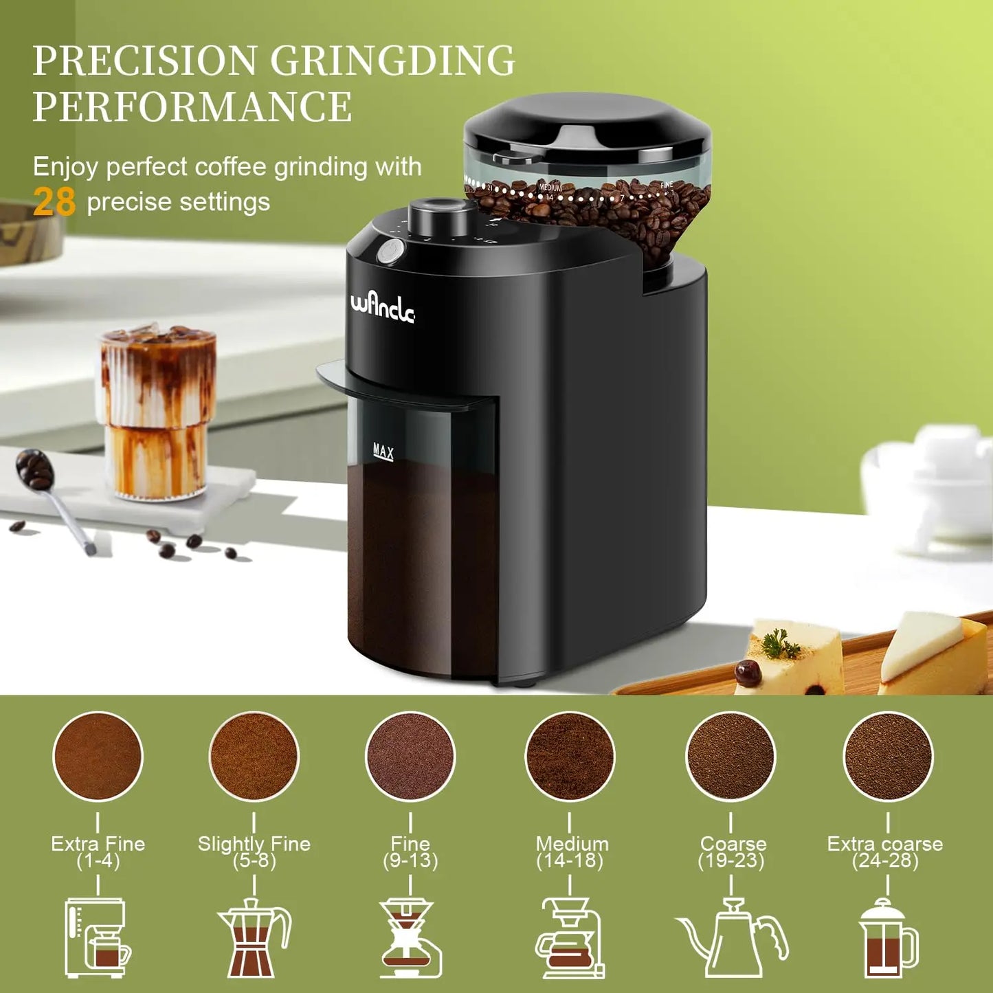Electric Burr Coffee Grinder | 31 Grind Settings | 200g | EU 220V