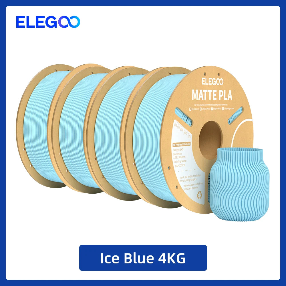 ELEGOO Matte PLA Filament 1.75mm 1KG – +/-0.02mm Accuracy, Cardboard Spool