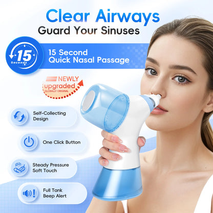 Electric Nasal Rinse Irrigator | 30 Salt Packets | Self-Cleaning | Sinus Relief