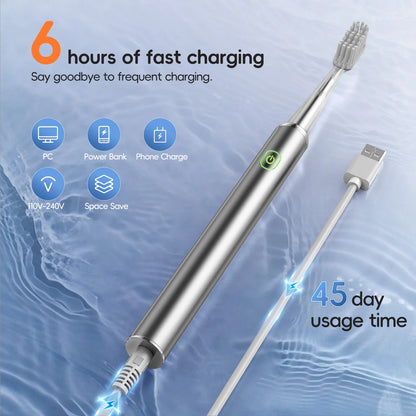 Electric Toothbrush & Water Flosser Combo – 3 Pressure Modes, 6 Jet Tips, 4 Brush Heads, 300ml Tank
