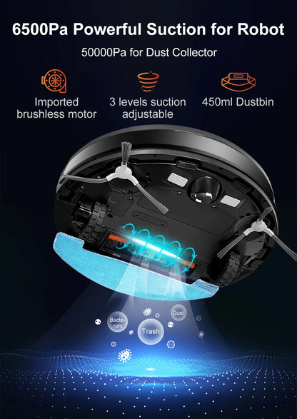 ABIR K30 Robot Vacuum Cleaner – Auto-Empty Dock, UV Spot Cleaning, 6500Pa, Multi-Floor Map