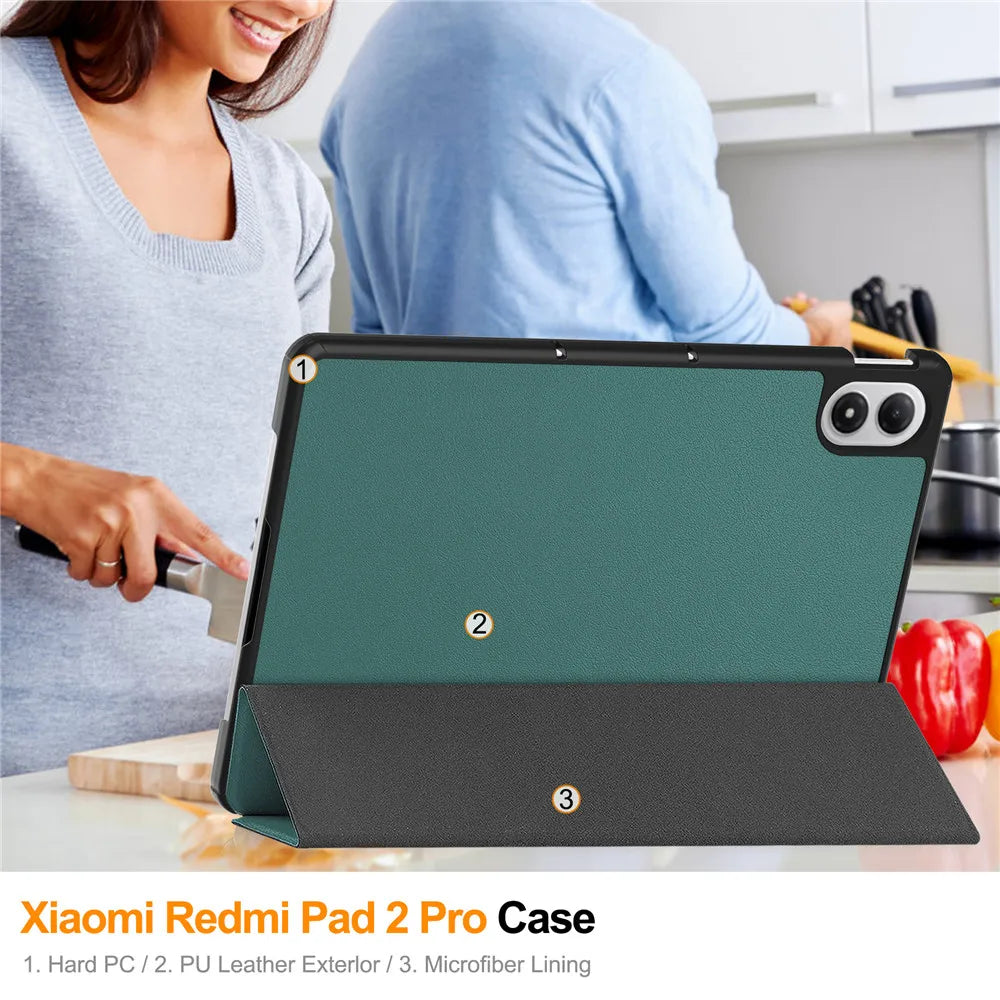 Smart Case for Xiaomi Redmi Pad 2 Pro 12.1" (2025) | Folding Flip Stand | Auto Sleep/Wake | Tablet Cover
