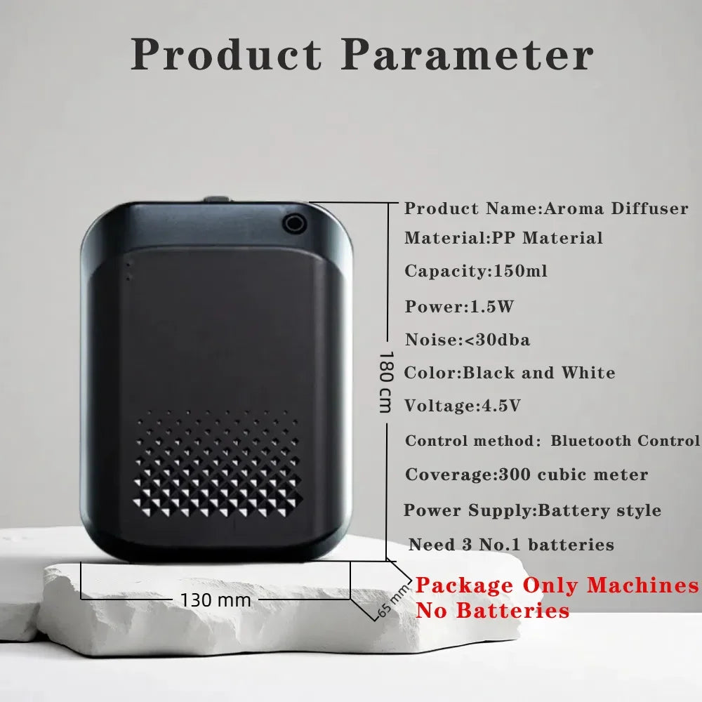L Scent Tunnel Bluetooth Aroma Diffuser – 150ml Wall-Mount Essential Oil Diffuser, App Control, Timer, Low Noise, CE/RoHS