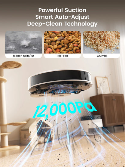 Lefant M3M3L Robot Vacuum & Mop | 12000Pa Suction, Anti-Tangle, Dual Spinning Mop, Auto Wash & Dry