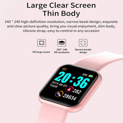 R.E.D. Sports Smartwatch for women and men with fitness tracking, sleep monitor, music control, and alarm clock features.