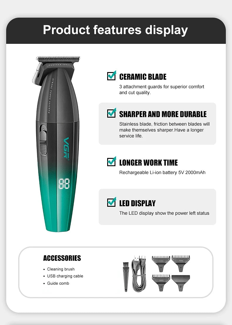 VGR Professional Hair Clipper | V-003 V-906 V-308 | Metal Body | Barber & Beard Trimmer