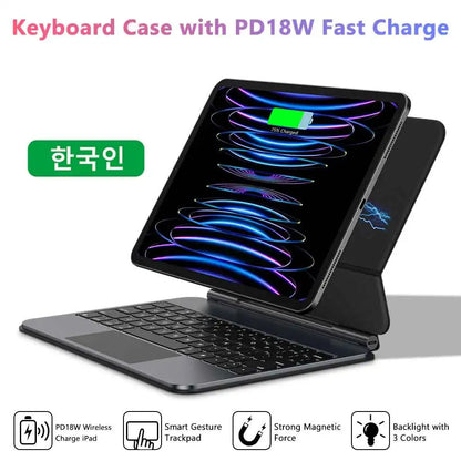 GOOJODOQ Magic Keyboard Case for iPad Pro 11 M4, Air 4/5/6 – PD18W, Pogo Pin, Gesture Trackpad