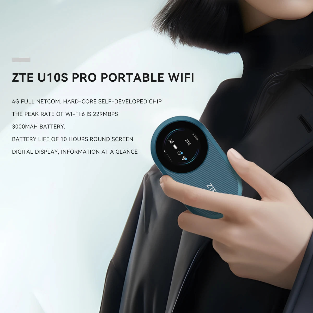 ZTE U10S Pro 4G LTE WiFi 6 Pocket Router | 229Mbps | 3000mAh | 32 Users | SIM Card MiFi Hotspot