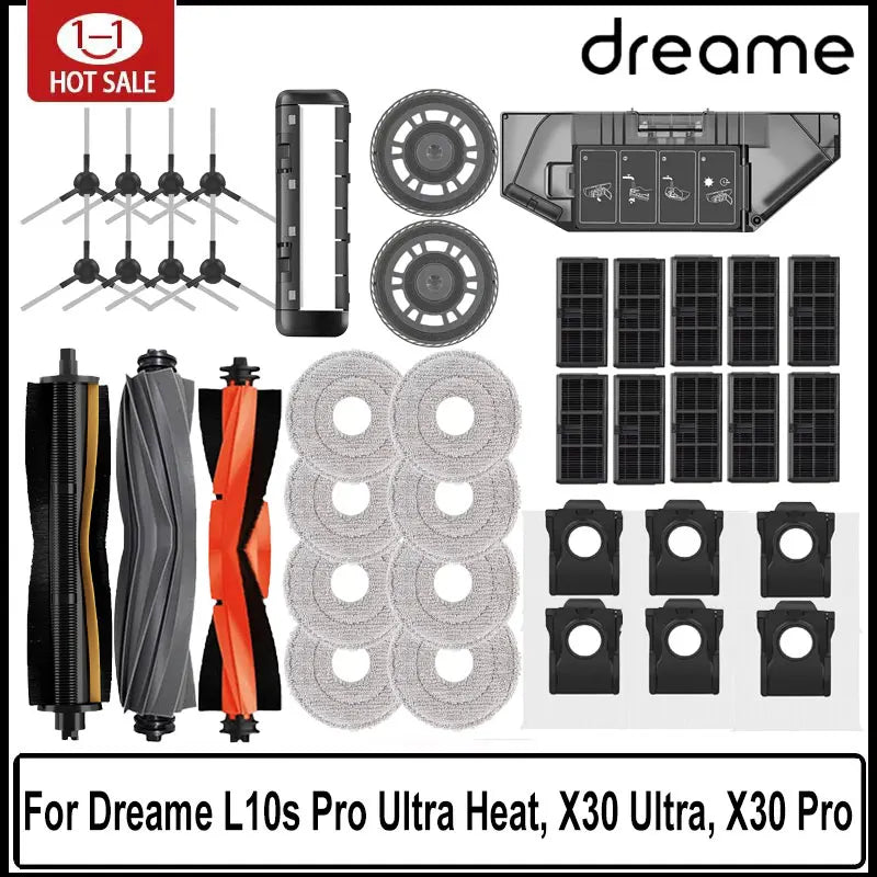 Dreame L10s Pro Ultra Heat / X30 Ultra / X30 Pro Robot Vacuum Spare Parts – Brush, Filter, Mop & Dust Bag