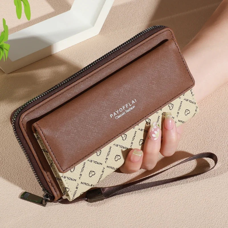 Men's PU Leather Wallet with Zipper - Multi-Slot Card Holder & Organizer