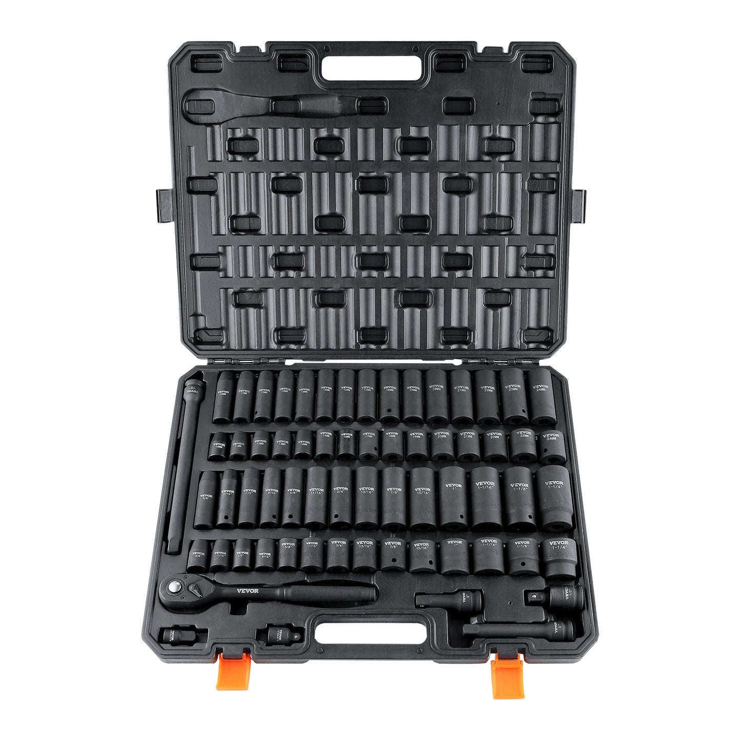 SucceBuy 1/2" Drive Impact Socket Set – 6-Point CR-V Steel for Auto Repair