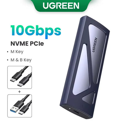 UGREEN M.2 SSD Case | NVMe & SATA Dual Protocol | USB-C 3.1 10Gbps | NVMe PCIe / NGFF SATA | External SSD Enclosure