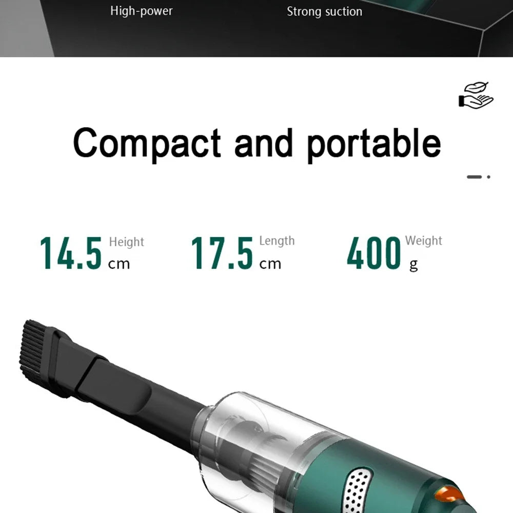 10,000Pa Handheld Vacuum Cleaner – Wireless, 25W, Bagless, Pet Hair, Car & Home (White / Black)