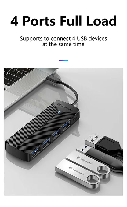 Yottamaster 4-in-1 USB 3.0 Hub | 5Gbps | Ultra-Slim OTG Adapter | USB-A & Type-C | For PC & Mac