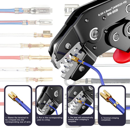Ratcheting Crimping Tool Set SN-58B – For Dupont, JST, MOLEX & Open Barrel Terminals