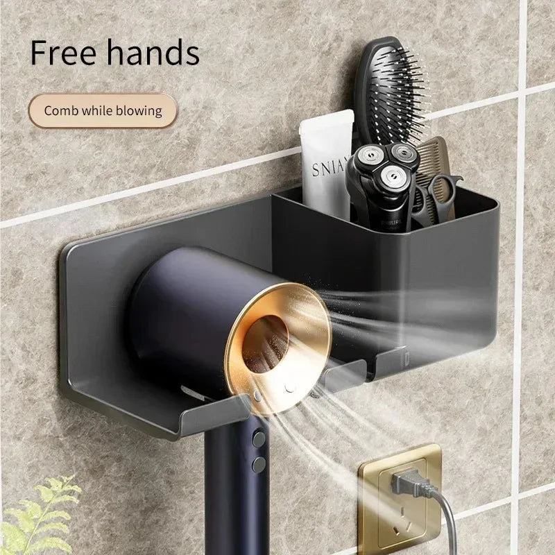 Wall-Mount Hair Dryer Holder with Suction Cup – No Drilling
