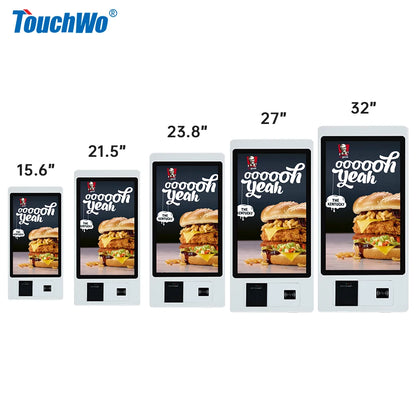 R.E.D. Shopping TouchWo 15.6-23.8 inch wall mount touch screen AIO kiosk with sleek design for self-service checkout and payment.