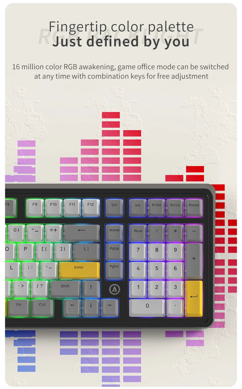 AJAZZ AK980 Mechanical Keyboard – 98-Key, Wired, Hot-Swap, Gasket Mount, RGB, CE/RoHS