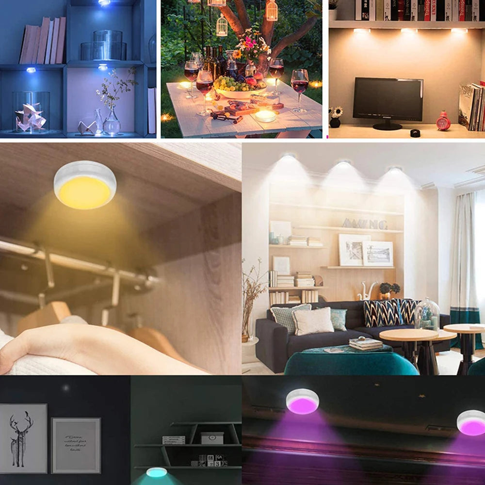 RGB LED Under Cabinet Light – 16 Colors, USB Rechargeable, Remote Control
