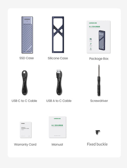 UGREEN M.2 NVMe SSD Enclosure – USB-C 3.2 Gen2 10Gbps Tool-Free External SSD Adapter