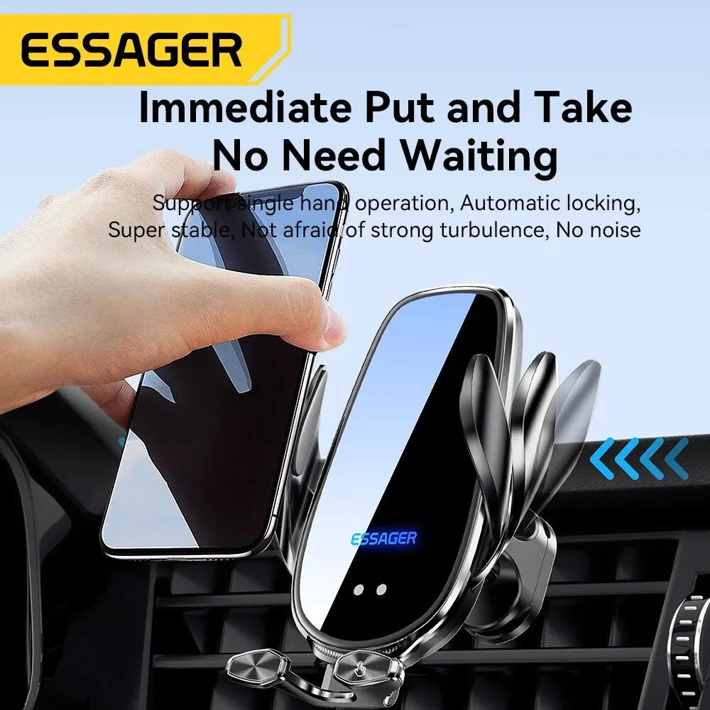 Essager 15W Wireless Car Charger Air Vent Mount – Fast Charging for iPhone, Xiaomi & Huawei