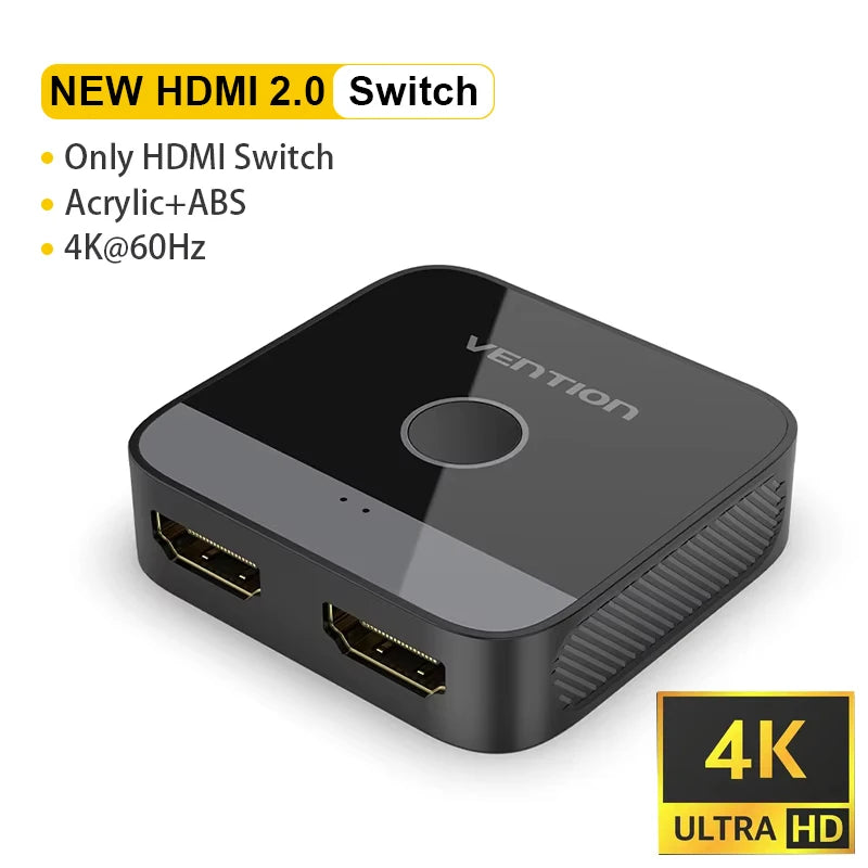Vention HDMI 2.0 Splitter Switch | 2-in-1 Bi-Directional | 4K@60Hz | 18Gbps | PS5 Xbox Laptop