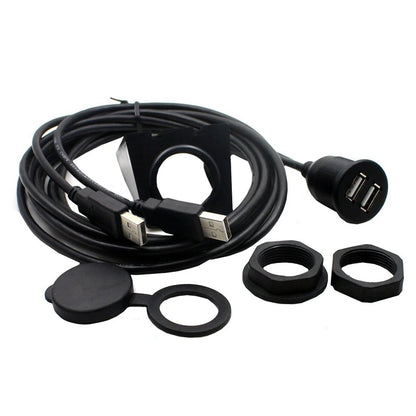USB Panel Flush Mount Extension Cable with LED – USB 2.0/3.0, 1m/2m, for Car, Truck, Boat, Motorcycle Dashboard