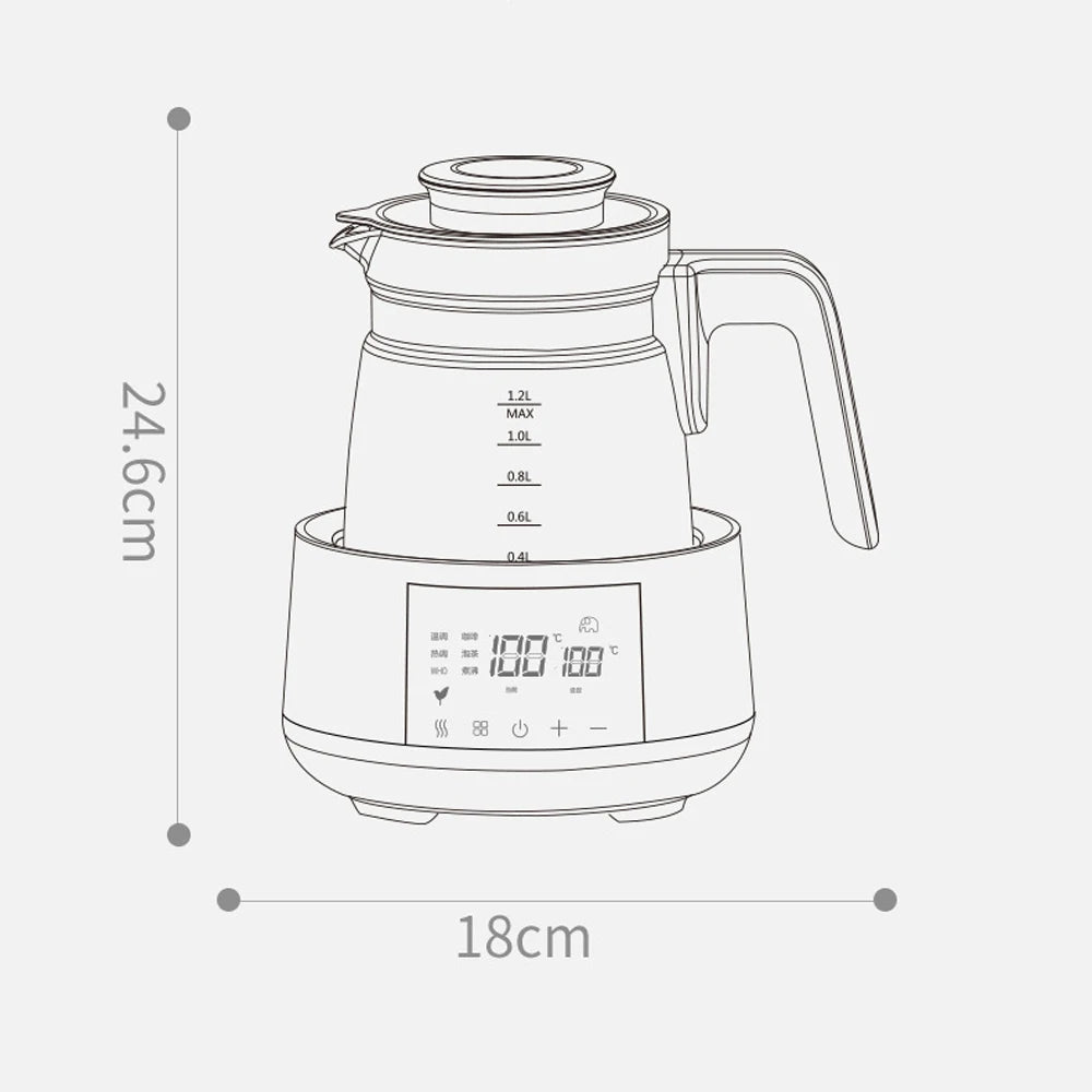 220V Smart Baby Milk Warmer 1.2L – 24H Keep Warm, Thermostatic Kettle