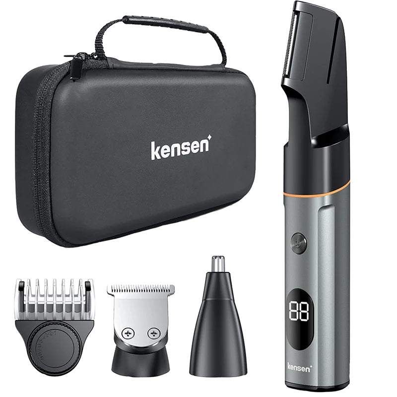 Kensen 3-in-1 Body Hair Trimmer Kit – Pubic Hair Shaver, Nose & Beard Trimmer, IPX6 Waterproof Electric Shaver