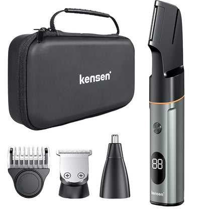 Kensen 3-in-1 Body Hair Trimmer Kit – Pubic Hair Shaver, Nose & Beard Trimmer, IPX6 Waterproof Electric Shaver