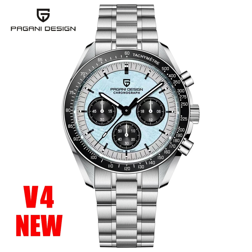 PAGANI DESIGN V5 Moon Men's Watch – Luxury Quartz Chronograph, Waterproof, Stainless Steel, 2026