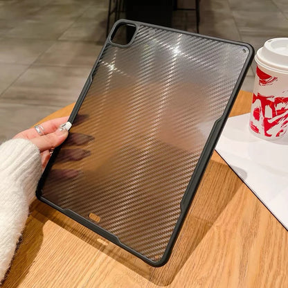Carbon fiber shockproof iPad case by R.E.D. Shopping with hard cover, designed for iPad Air, Pro, Mini, and 3rd-10th gen tablets.