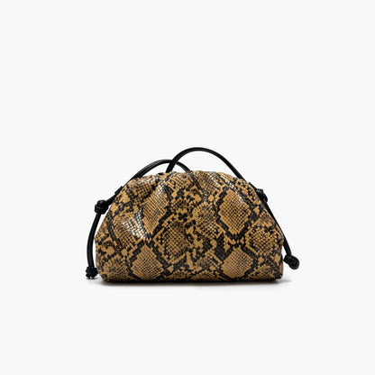 Ruched Snake Pattern Dumpling Shoulder Bag