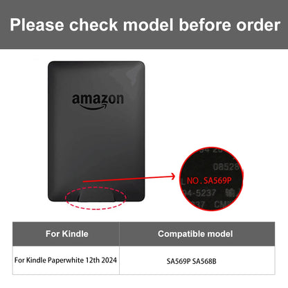 Kindle Paperwhite 12th Generation 2024 Case – Leather, Auto Sleep, Hand Strap