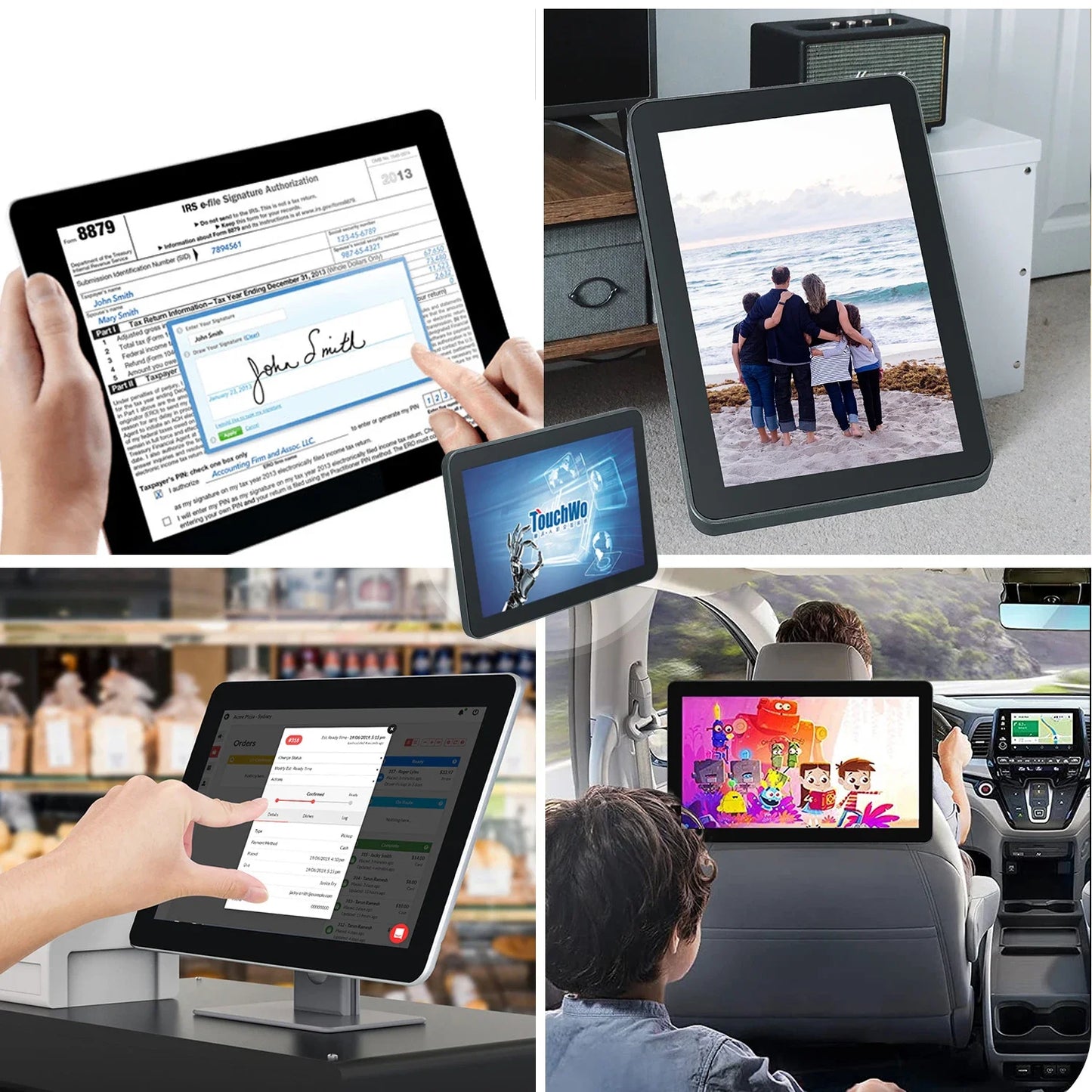 TouchWo All-in-One Touchscreen PC – 21.5" / 27" / 32", Android 11/12/14 or Windows 10/11, Industrial Grade