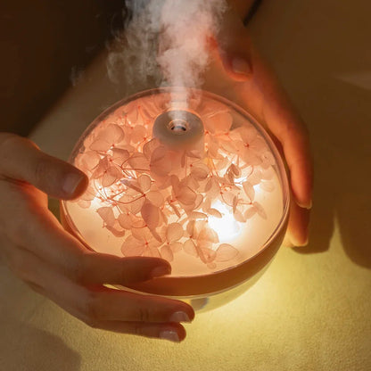 USB Rechargeable Air Humidifier 270ml — 800mAh Battery, Colour LED Light, Mist Maker, Flower Design