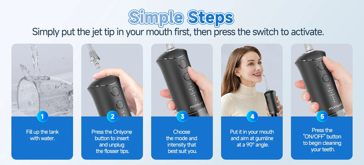 Electric Toothbrush & Water Flosser Combo – 3 Pressure Modes, 6 Jet Tips, 4 Brush Heads, 300ml Tank