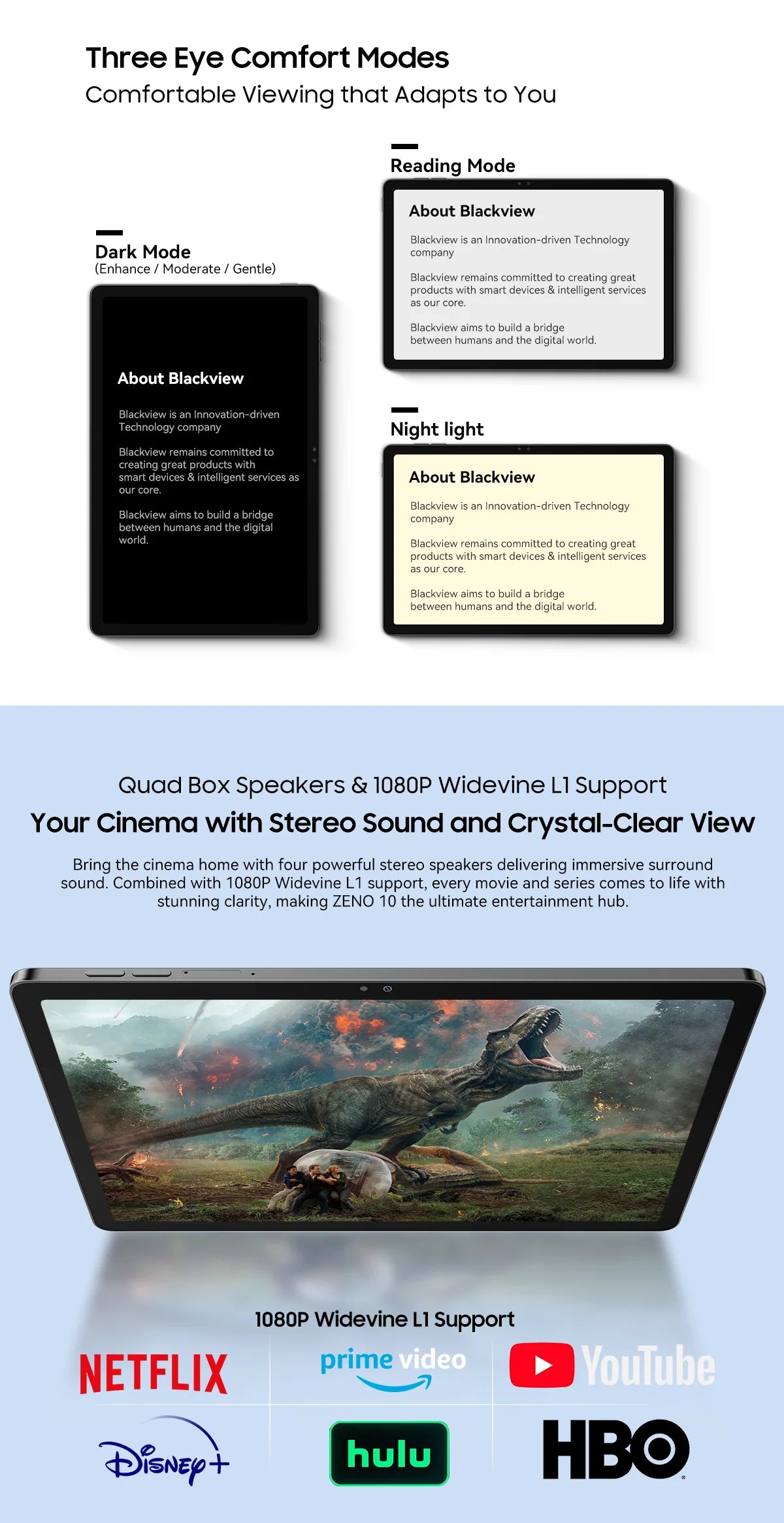 Blackview Zeno 10 5G AI Tablet – 11" FHD+ 90Hz, UNISOC T8200, 8800mAh, Quad Speakers, Android 15