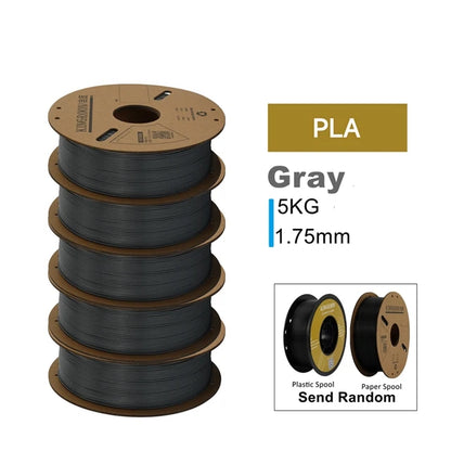 KINGROON 3D Printer Filament Bundle – 5KG, 1.75mm PLA / PETG / TPU / ABS, No Bubbles, Random Spool
