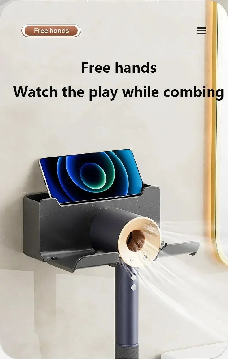 Wall-Mount Hair Dryer Holder with Suction Cup – No Drilling